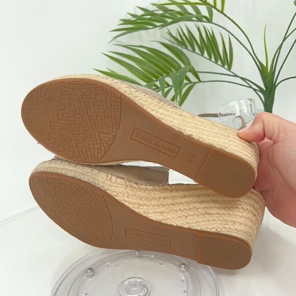 Gentle Souls Women's Colleen Sandal 10 Espadrille Wedge Cross Strap Tan Suede - Picture 11 of 15